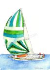 Blue/Green Sailboat